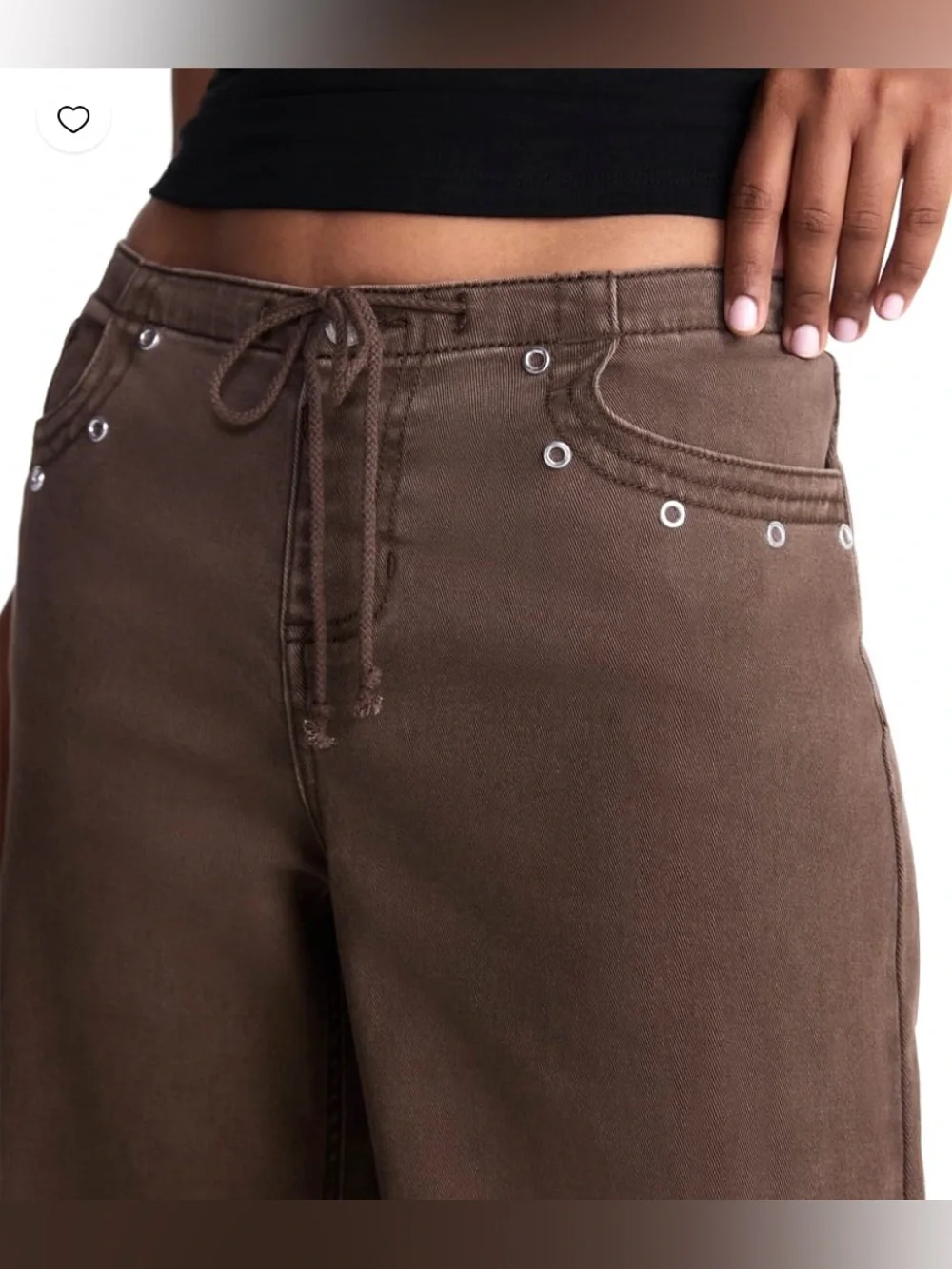 No Boundaries Drawstring Grommet Wide Leg brown jeans Women's Small